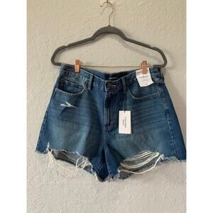 Calvin Klein Jeans High Rise Blue  Shorts Distressed Sz 16/33 NWT